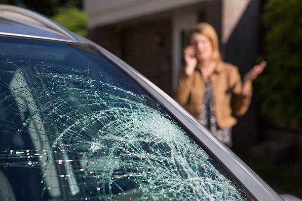 Windshield repair technician at work in Calgary